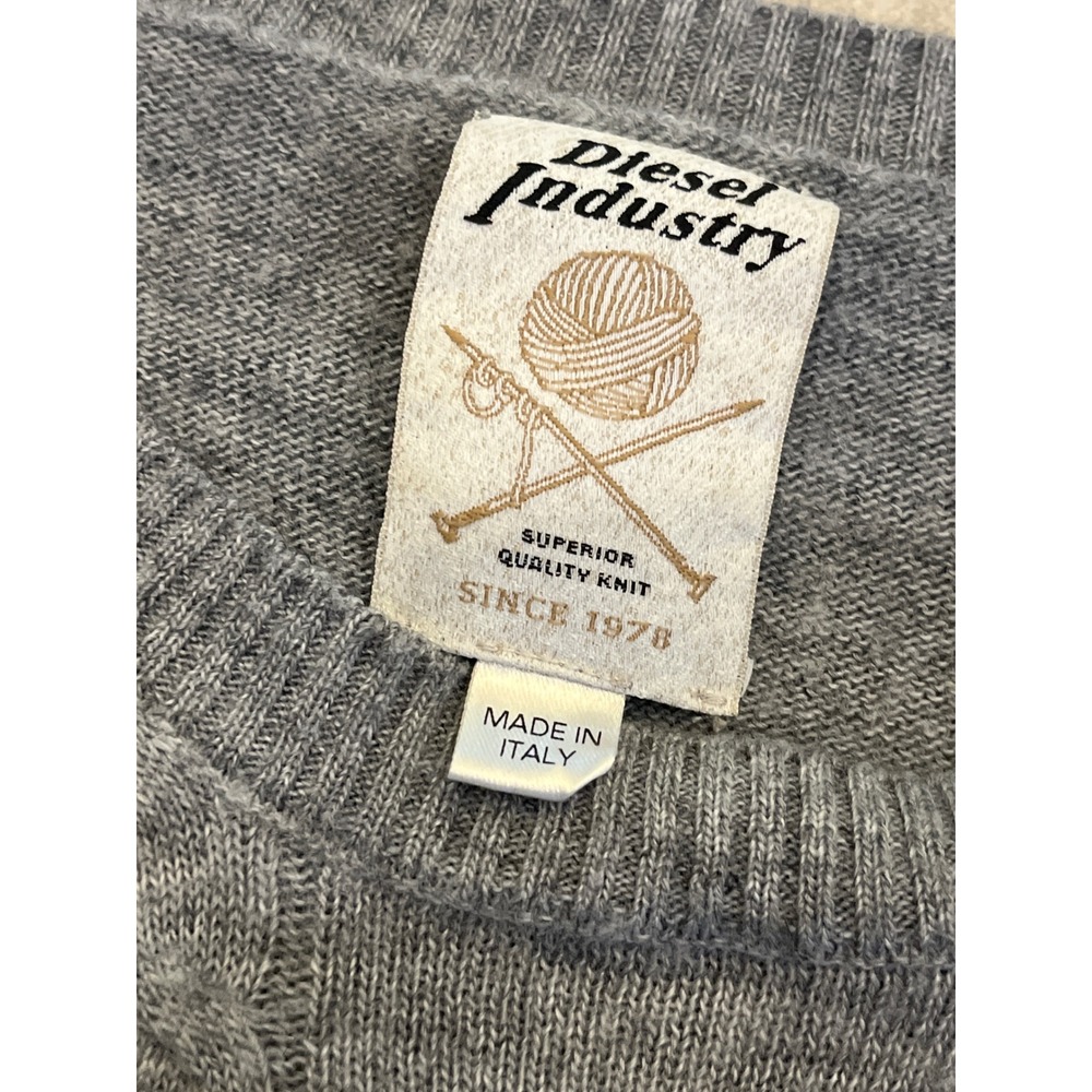 Diesel Industry Mens Gray Merino Alpaca Blend Cable Knit Sweater Made in Italy M